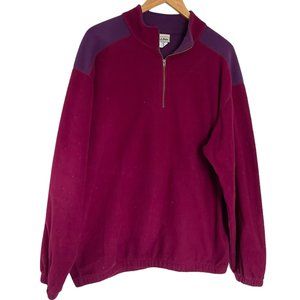 Vintage 90s LL Bean 1/4 Zip Fleece Pullover Jacket Large L Mens Magenta Purple